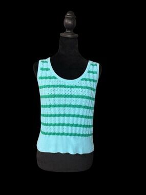 Talbots Mint and Green Striped Knit Top